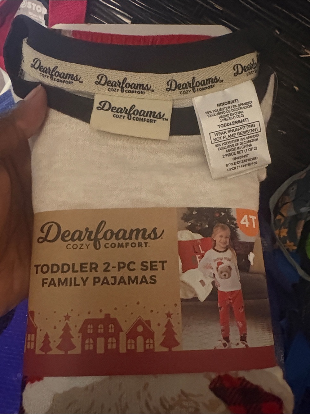 dearfoams Toddler 2-Piece Pajama Set - White & Red